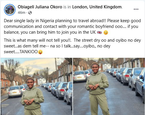 The street is dry. Brng your boyfriend to join you – UK-based Nigerian woman advises single ladies planning to relocate abroad