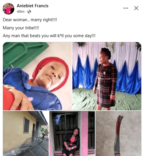 “Dear woman, any man that beats you will k!ll you someday” – Filmmaker Aniebiet Francis reacts as ‘pastor’ allegedly butchers wife to d3ath in Akwa Ibom